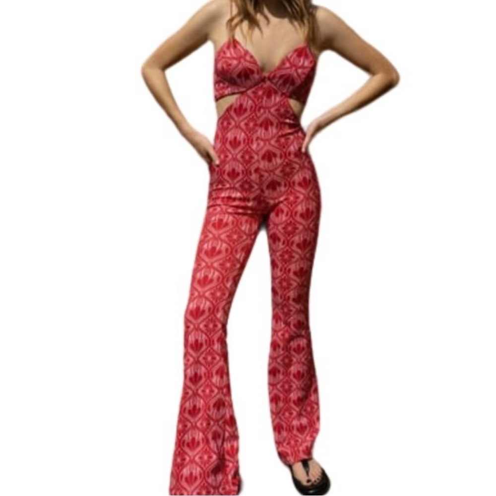 ZARA CUT OUT JACQUARD JUMPSUIT